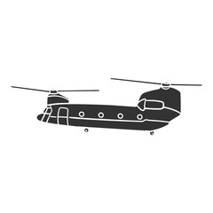Military Helicopter Icon Silhouette Illustration. Transport Vector Graphic Pictogram Symbol Clip Art. Doodle Sketch Black Sign.