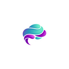 Abstract brain logo with gradient color modern vector design style