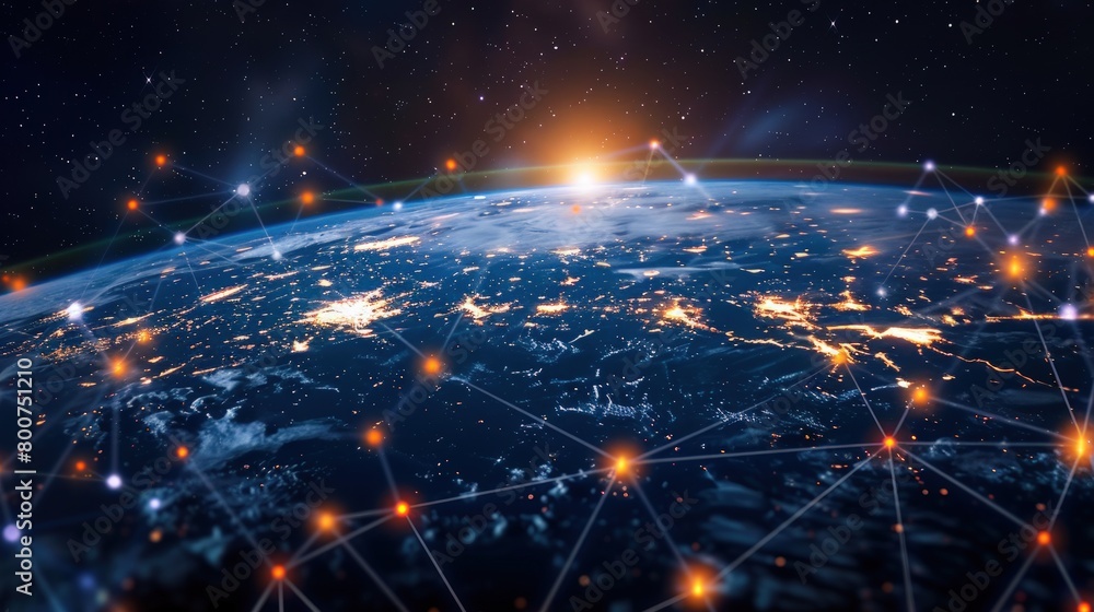 Poster abstract global network concept with glowing connections. generate ai image