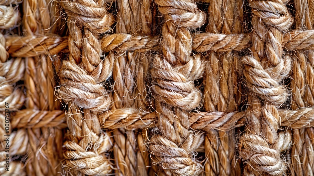 Poster close-up of woven jute texture showing intricate pattern natural fibers