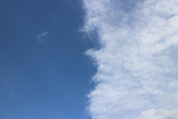 Blue sky with white clouds. Blue background. The summer sky is colorful clearing day and beautiful nature in the morning. for backdrop decorative and wallpaper design. The perfect sky background.