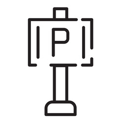 Board Parking Sign Line Icon