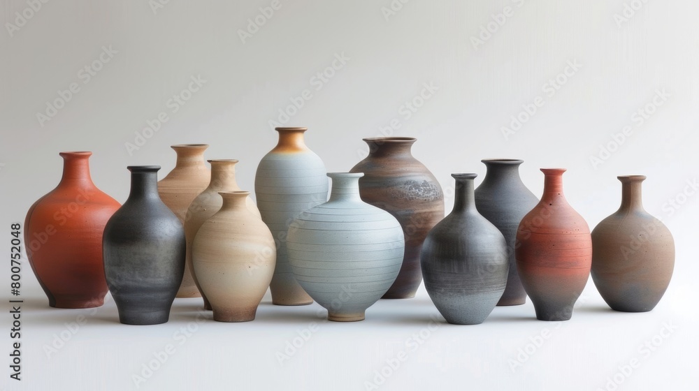 Poster A collection of pottery vases with a burnished rim showcasing the smooth and shiny finish achieved by rubbing the surface with a smooth object..