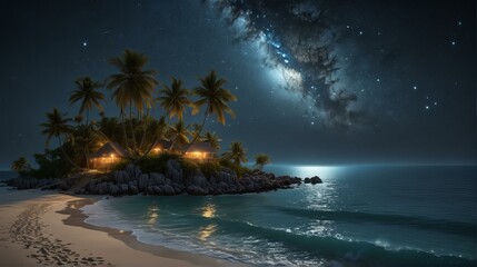 Fototapeta na wymiar Night Maldives