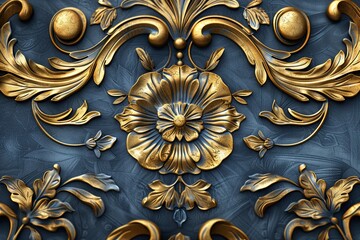 Golden Elegance Meets Blue Bliss Colorful Wallpaper: Gray & Gold 