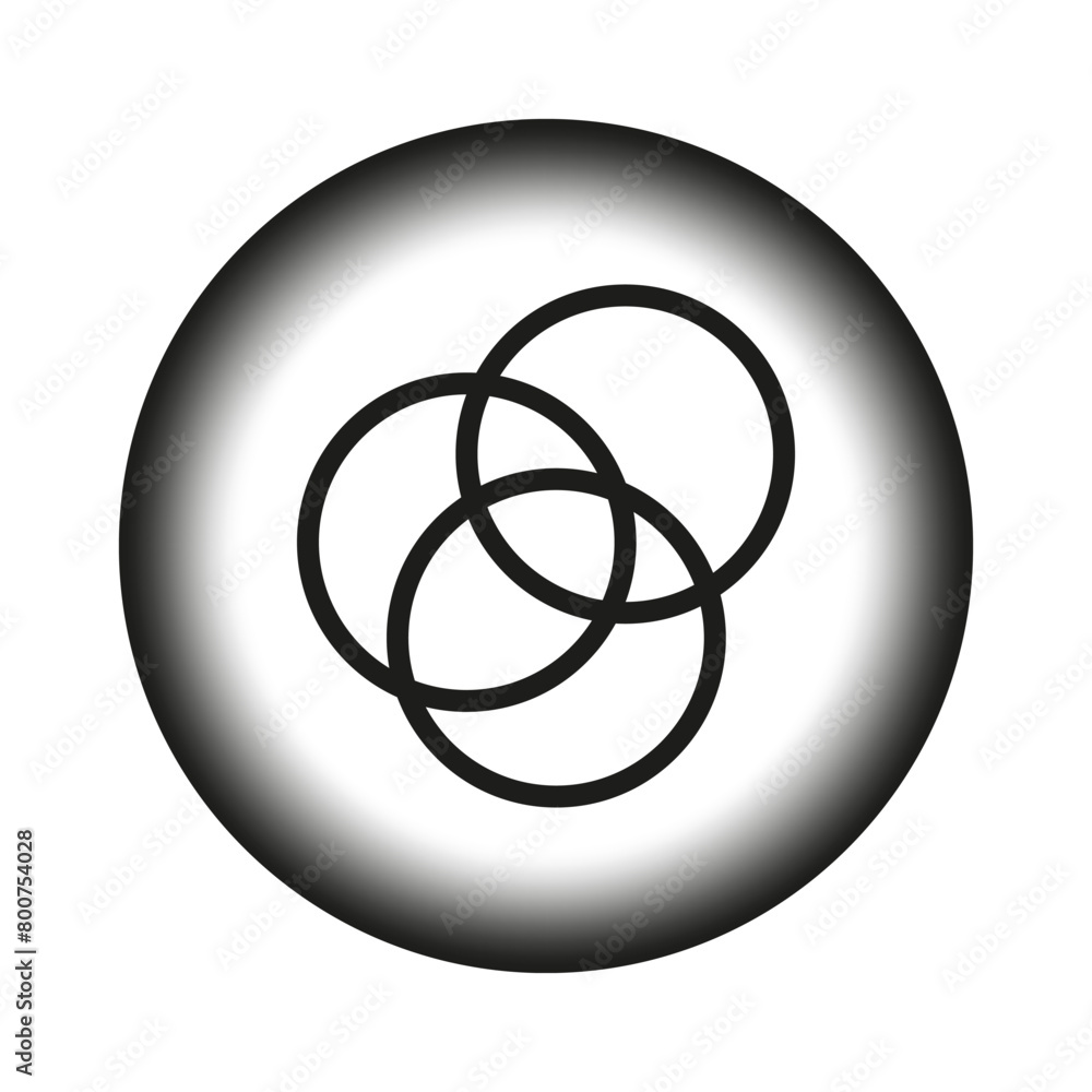 Aufkleber interlocking circles on spherical gradient background. abstract unity concept. modern minimalistic d