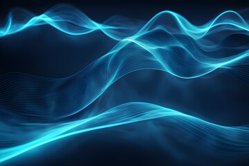 The image is a blue wave with a dark background