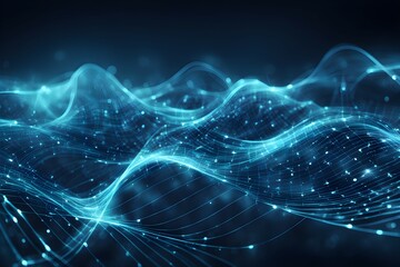 A blue wave with many dots on it