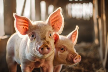 Playful Piglets in a Farm Pen