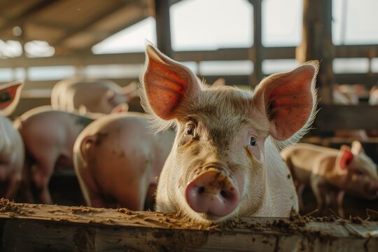 Playful Piglets in a Farm Pen