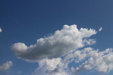 Blue Sky background with tiny Clouds. Panorama background.