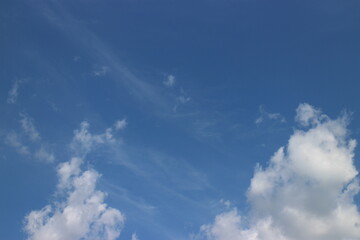 Blue Sky background with tiny Clouds. Panorama background.