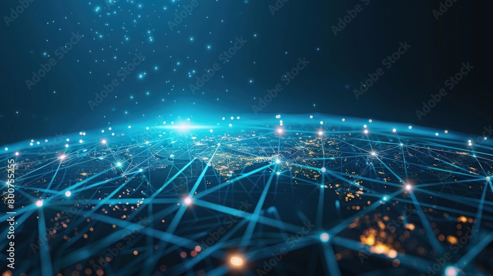 Poster abstract global network concept with glowing connections. generate ai image