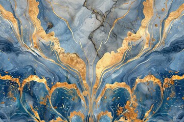 Golden Elegance Meets Blue Bliss Colorful Wallpaper: Gray & Gold 