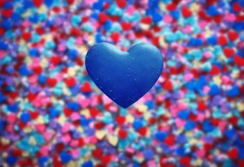 Obraz premium 'multicolored romantic valentine's bokeh blue confetti heart shaped background day field rainbow lights haze depth blurry blurred light nubes love pink valentine christmas patte'