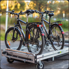 Obraz premium Urban Transport: Bike Rack Conveniently Mounted on a City Vehicle