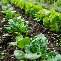 Naklejka premium Fertile Backyard Vegetable Patch for Planting and Nurturing Greens