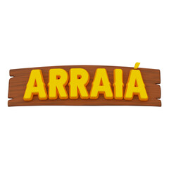 arraiá festa junina 3d, logo 3d arraiá para composição sem fundo, transparente, PNG © Gusta