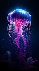 Beautiful glowing purple jellyfish