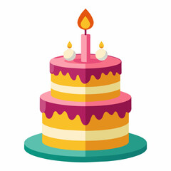 minimal Birthday Cake vector white background (19)
