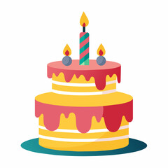 minimal Birthday Cake vector white background (20)
