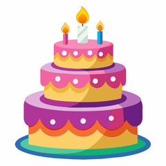 minimal Birthday Cake vector white background (22)