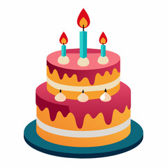 minimal Birthday Cake vector white background (18)