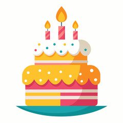 minimal Birthday Cake vector white background (17)