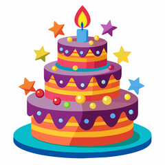 minimal Birthday Cake vector white background (21)