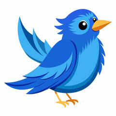 blue bird with speech bubbles, blue birds vector illustration with white background