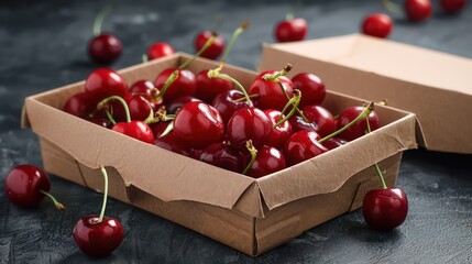product packaging paper box filled with cherries