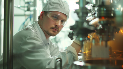 a male scientist working in a pharmaceutical factory, scientist working in laboratory