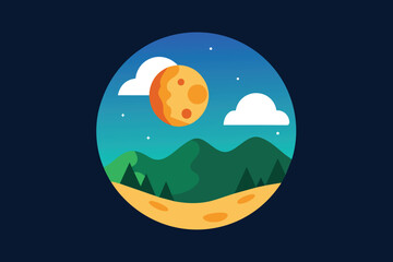 Moon nature landscape background vector illustration design