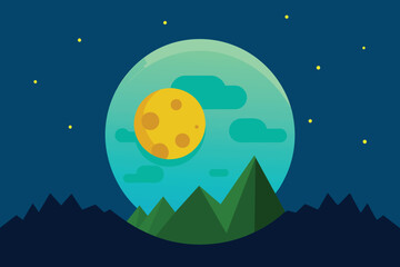 Moon nature landscape background vector illustration design