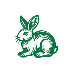 Obraz premium Dark Green and White Illustration of Rabbit on Side Footage