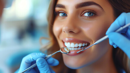 Closeup of a dental hygienist performing professional tooth cleaning