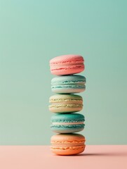macaroons in pastel colors, one on top of the other