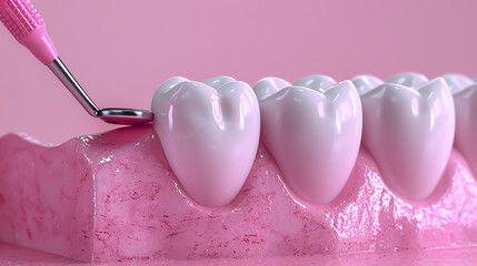 Render of a dentist sculpting a dental veneer on a tooth