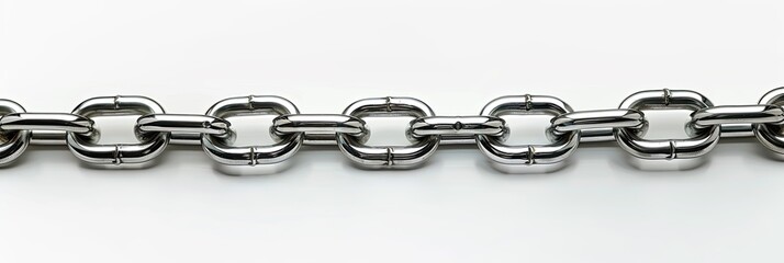 Obraz premium Heavy simple minimalist chain made of steel isolated over white background.