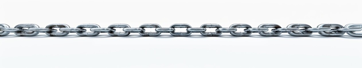 Obraz premium Heavy simple minimalist chain made of steel isolated over white background.