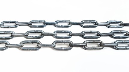 Heavy simple minimalist chain made of steel isolated over white background.