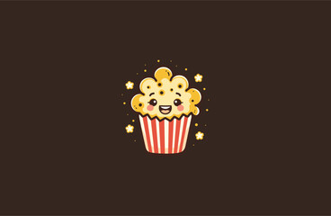 Popcorn Cute mascot style logo design