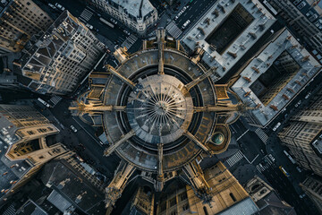 Fototapeta na wymiar Aerial drone photography captures sweeping views of cities and landscapes