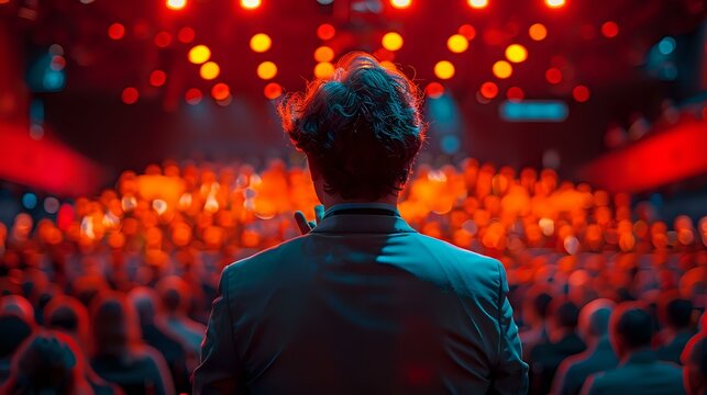 Powerful Orator Engaging the Crowd with Gestures