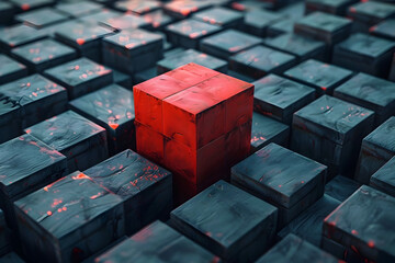 Unconventional Guerrilla Marketing Concept with Minimalist Geometric Cube Composition