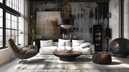 Modern elegant living room interior composition 