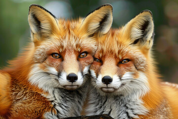 Charming foxes pose for the camera