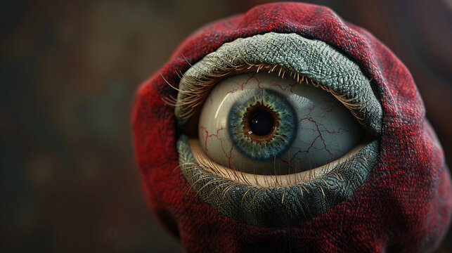 Collection of a classic artist's beret with a cyclops single, giant googly eye on the side