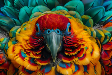 Fototapeta premium Exotic birds flaunt their vibrant plumage in a kaleidoscope of colors.