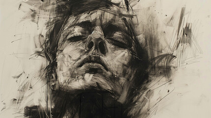 Expressive charcoal sketches convey emotion and depth